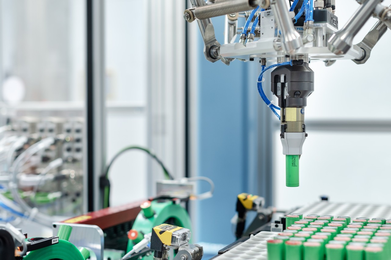 Battery cells in the production process